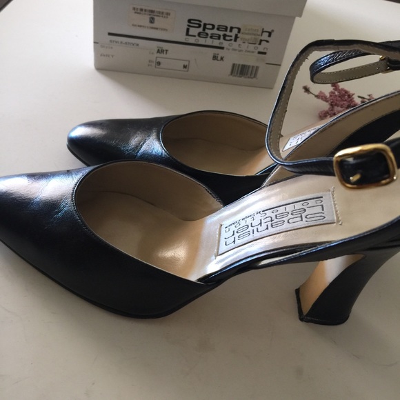 Sergio Zelcer Vintage Spanish Lthr Blk Sz   9 - Picture 6 of 8